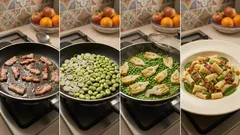 Pasta alla vignarola: carciofi, piselli e fave con crema di pecorino