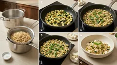 Insalata tiepida di quinoa e bulgur con zucchine e primo sale: pronta in pochi passaggi